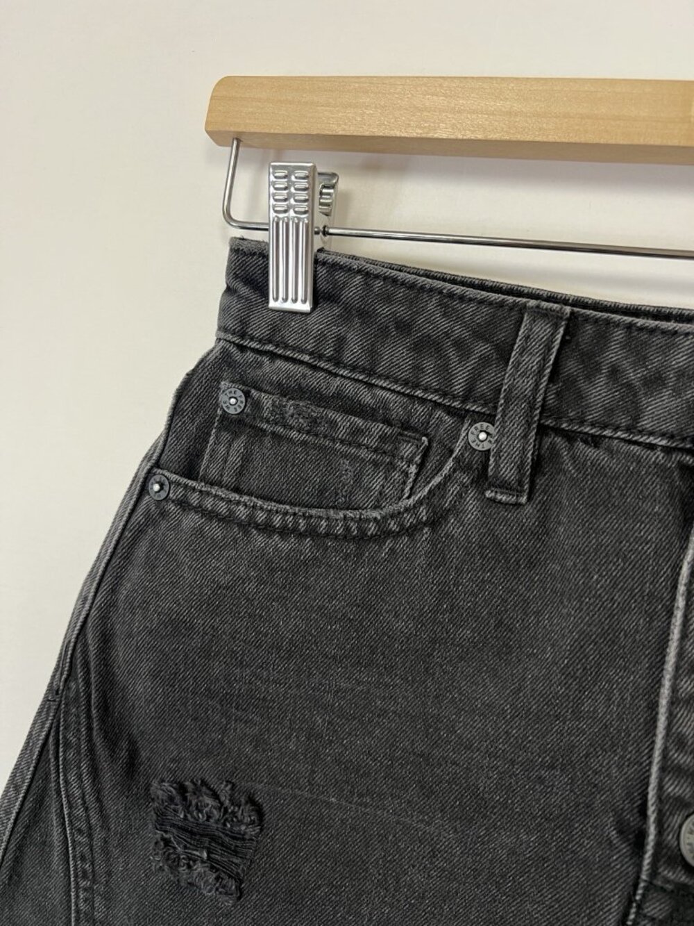 NEW We The Free Free People Black Distressed Mini Skirt Size 26 - Picture 6 of 6